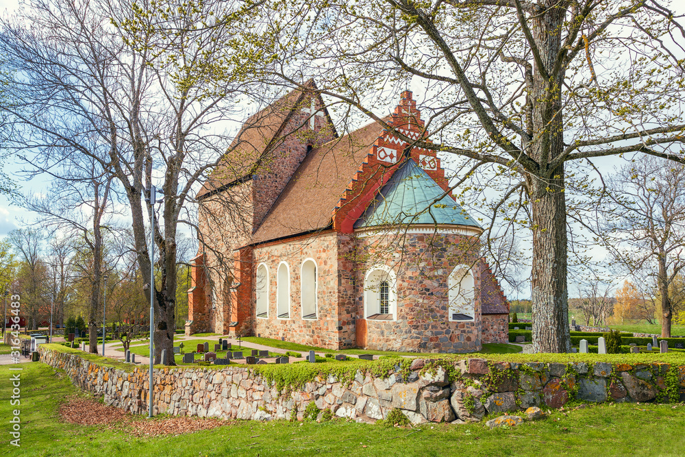 View of the Gamla Uppsala church from the east.Uppsala.Sweden View of the Gamla Uppsala church from the east.Uppsala.Sweden