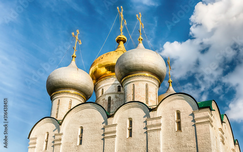 Orthodox church inside Novodevichy convent, iconic landmark in Moscow, Russia photo