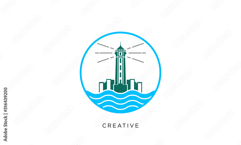beacon wave  logo design vector icon symbol
