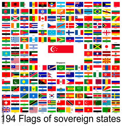 Singapore, collection of vector images of flags of the world