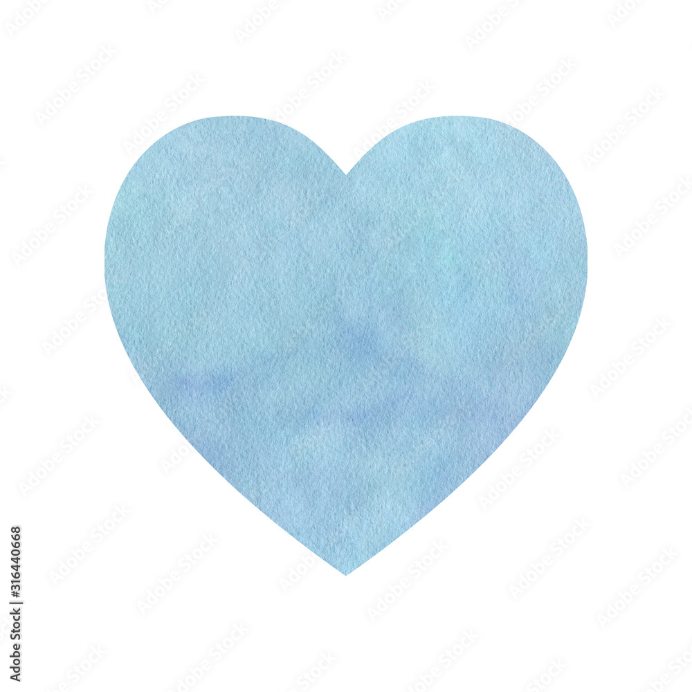 Watercolor heart in blue.