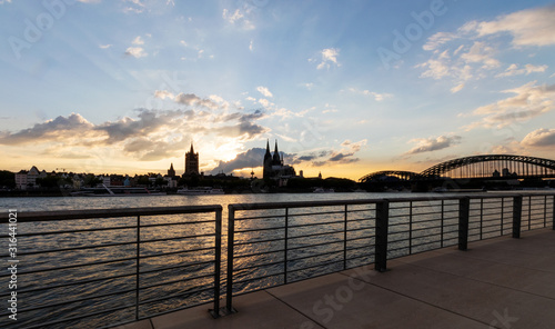 The city of Cologne at sunset