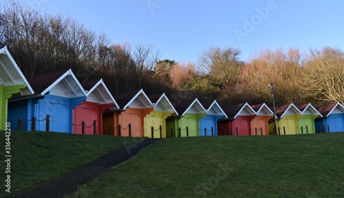 Colourful chalets in a seaside town 