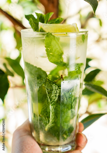 mocktail with lime and mint