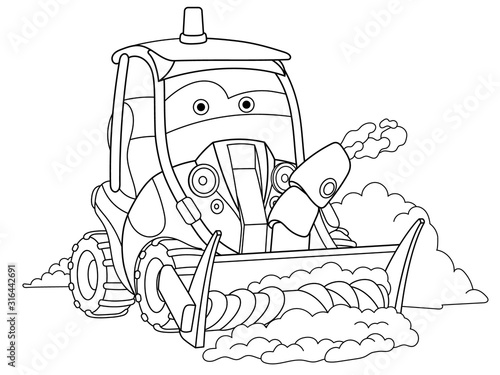 coloring page with snow plow truck