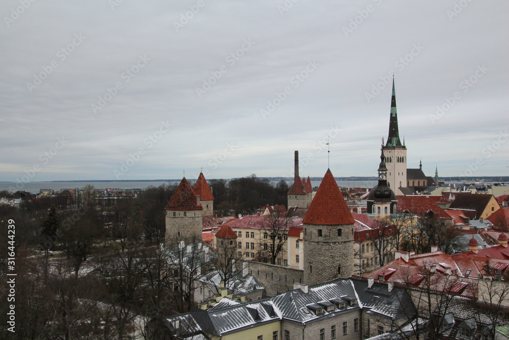 Rooftop view of the old city of Tallinn, Estonia