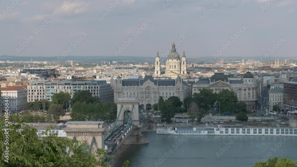Panoramic view of Budapest.Chain bridge at the background. Danube river. From Buda Castle Panoramic view of Budapest.Chain bridge at the background. Danube river. From Buda Castle