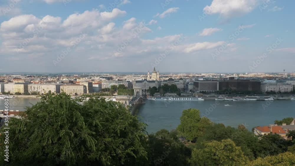 Panoramic view of Budapest.Chain bridge at the background. Danube river. From Buda Castle Panoramic view of Budapest.Chain bridge at the background. Danube river. From Buda Castle