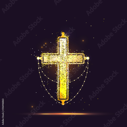 Vector illustration concept of the end of life death. Candles are burning and flowers are lying by the candles. Christian religion rite.