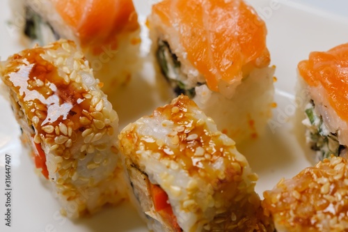 Japanese sushi seafood roll...