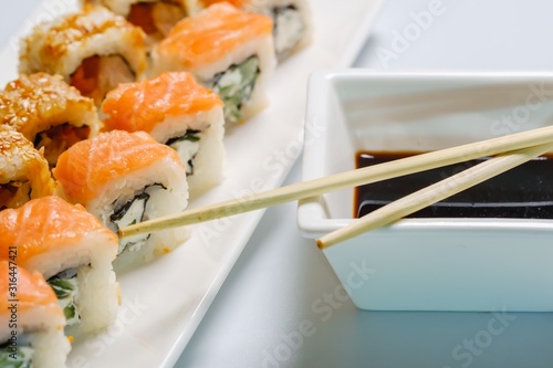Japanese sushi seafood roll...