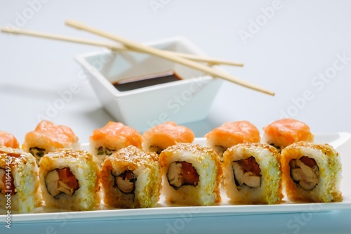 Japanese sushi seafood roll...