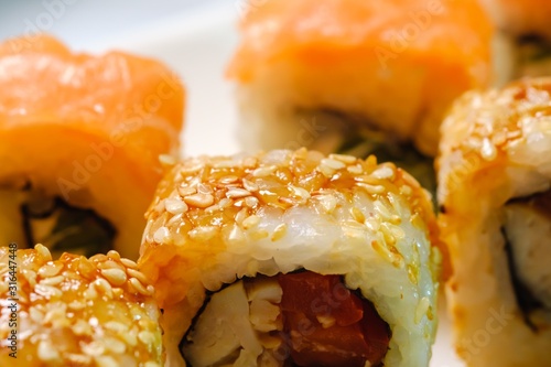 Japanese sushi seafood roll...