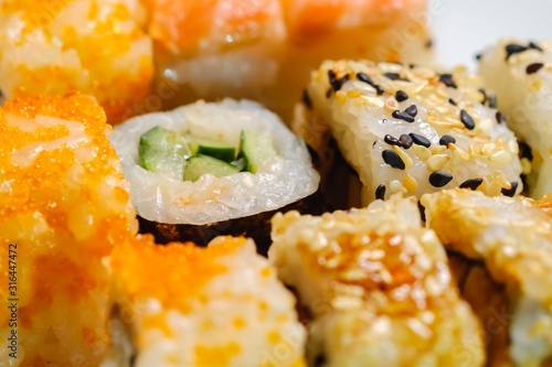 Japanese sushi seafood roll...