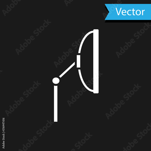 White Windscreen wiper icon isolated on black background. Vector Illustration
