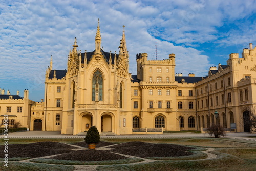 Neo Gothic castle Lednice, South Moravian region, Czech republic, Europe.