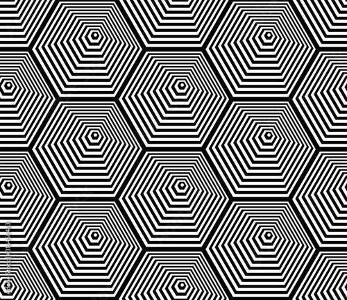 Seamless hexagons pattern. Lines texture.