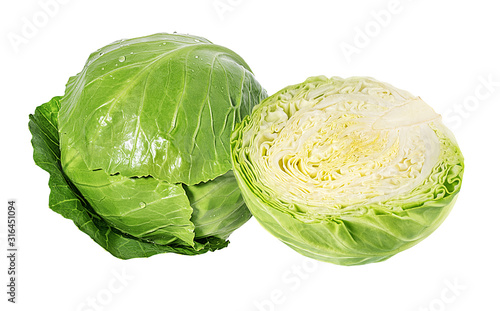 Green cabbage isolated on white background