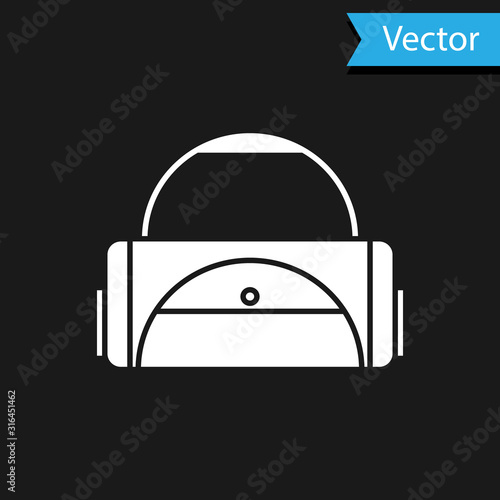 White Sport bag icon isolated on black background. Vector Illustration