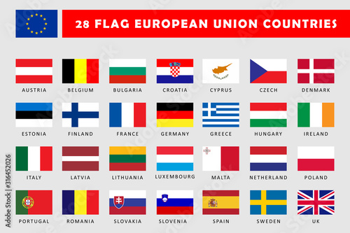 Set of European Union Countries Flag 