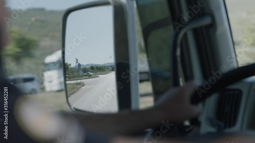 Driving Truck Steering Wheel Close Up Slow Motion 5
