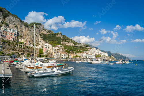Amalfi harbor with lots of boats. Popular travel destination of Italy. © AlexanderNikiforov