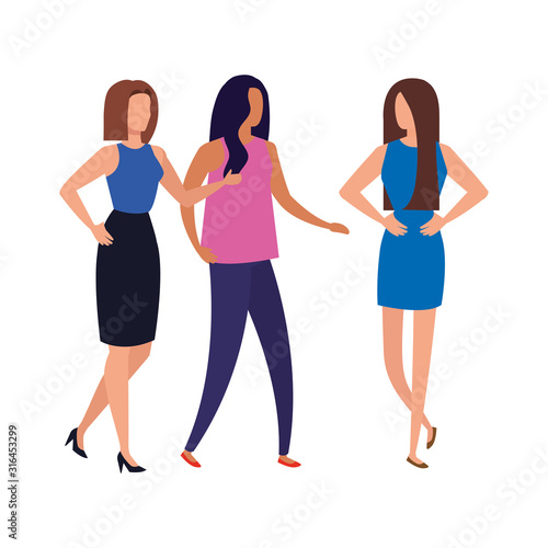 group of business people elegant avatar character vector illustration design