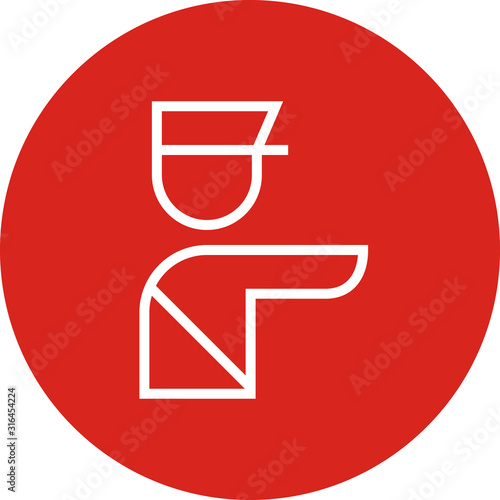 Security Guard Policeman Pointing Outline Icon
