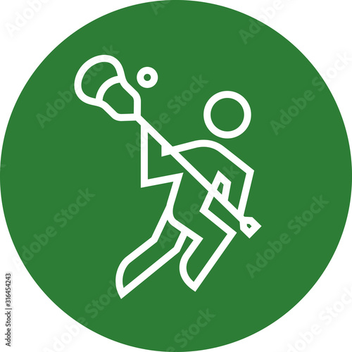 Lacrosse Player With Stick And Ball Outline Icon