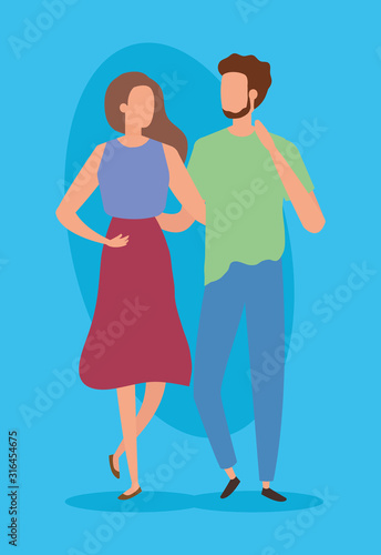 young couple avatar character icons vector illustration design © Gstudio