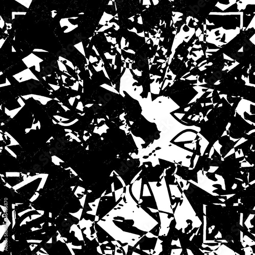 Grunge black and white. Dark abstract texture. Dirty destroyed background. Old vintage surface. Pattern of dirt  dust  scratches  chips