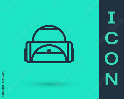Black line Sport bag icon isolated on green background. Vector Illustration