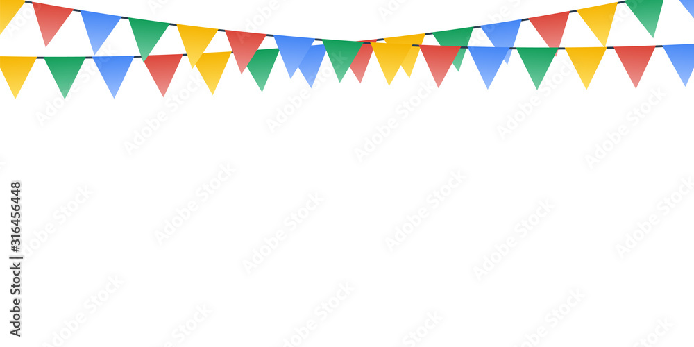 Party flags, decoration for the holiday. Flat design, vector illustration