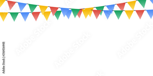 Party flags, decoration for the holiday. Flat design, vector illustration
