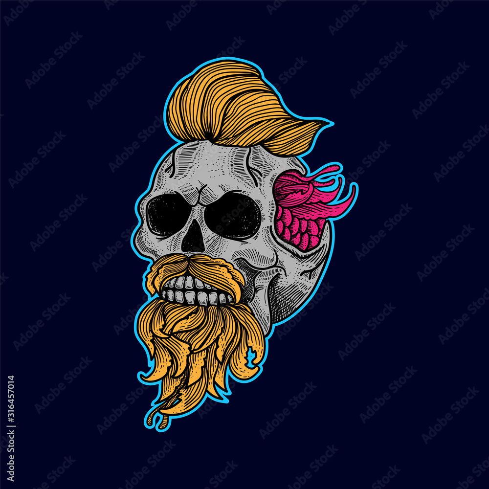 awesome illustration vector of skull colorful artwork,can be use tattoo, t  shirt design, poster, background, wallpaper,decoration. Stock Vector |  Adobe Stock