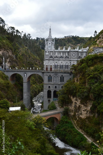 The sanctuary of 'las lajas', jammed in the canyon river . ipiales, colombia