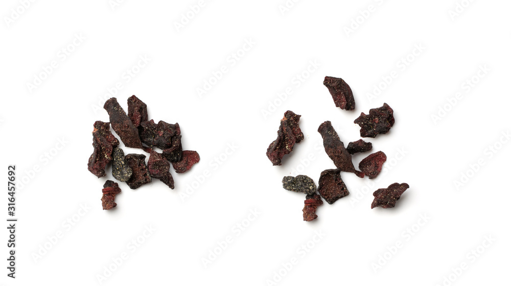 Obraz premium Dried Chopped Black Vegetable Isolated on White Background