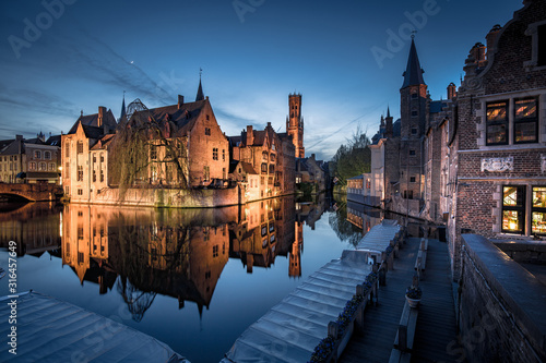 Historic city of Brugge in twilight, Flanders, Belgium