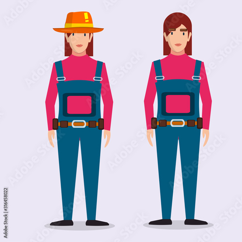 female farmer standing vector illustration in flat style