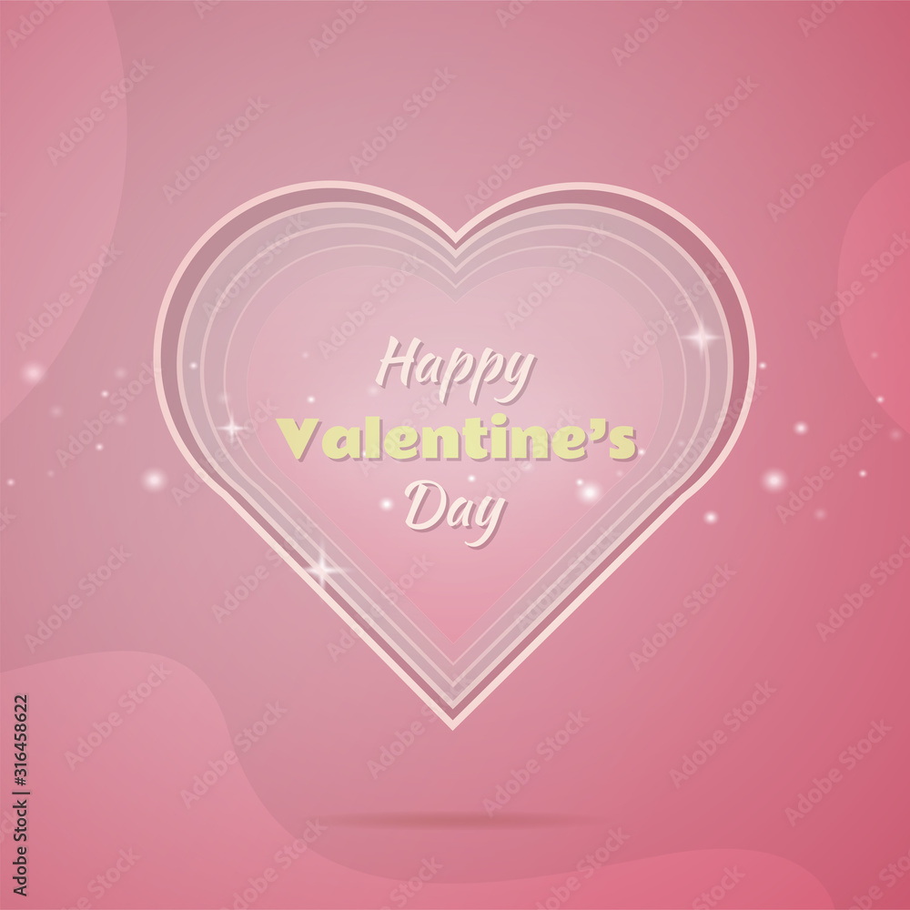 Happy valentine's day on pink background concept