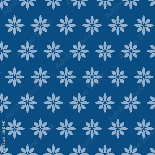 Simple Tiny daisy vector repeat pattern in classic blue.