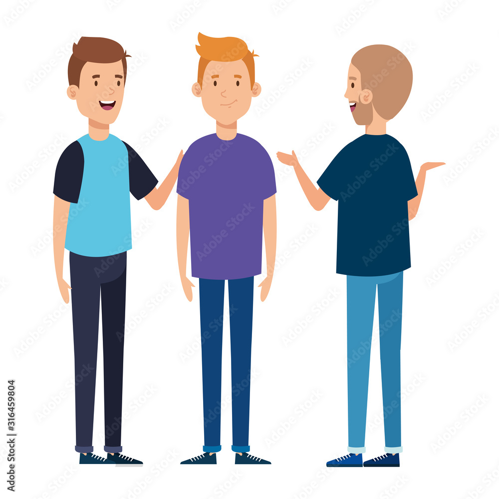 group of young men avatar character icon vector illustration design