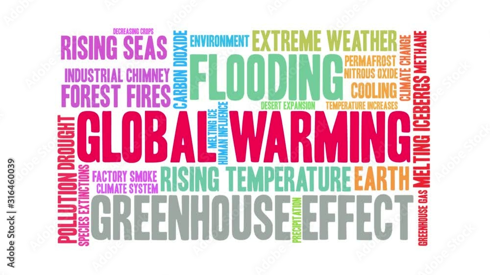 Global Warming animated word cloud on a white background. Global Warming animated word cloud on a white background.