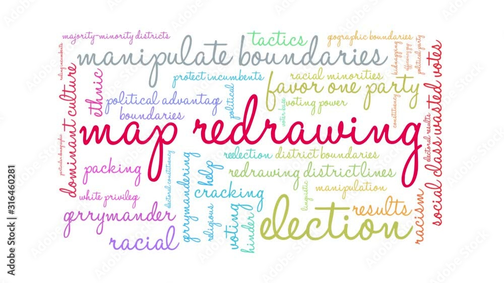 Map Redrawing animated word cloud on a white background. Map Redrawing animated word cloud on a white background.