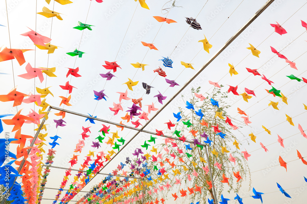 Fototapeta premium Windmills and frames in the park