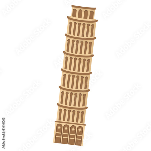 Isolated leaning tower of Pisa icon