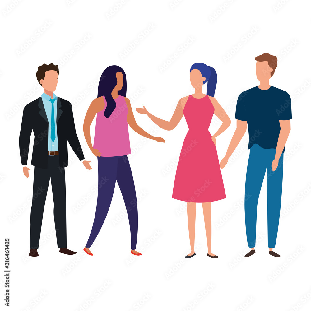 Fototapeta premium meeting of business people avatar characters vector illustration design