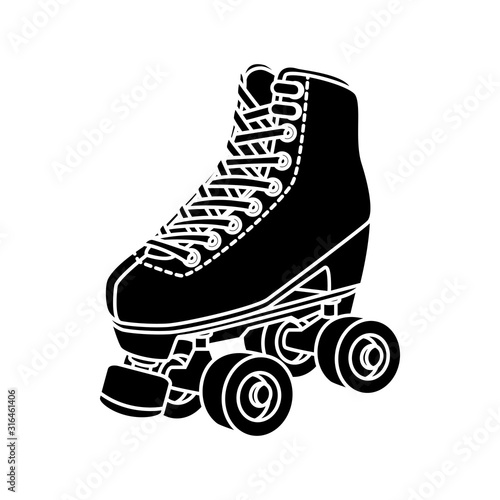 silhouette of roller skate of nineties retro isolated icon vector illustration design