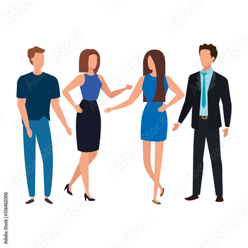 meeting of business people avatar characters vector illustration design