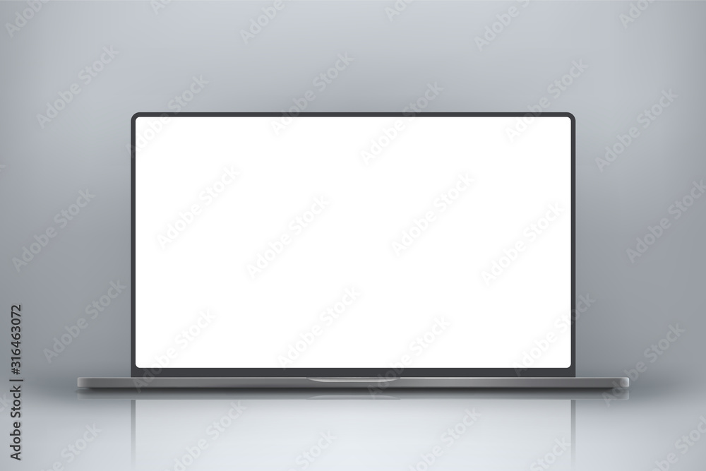 laptop grey background with reflect laptop grey background with reflect